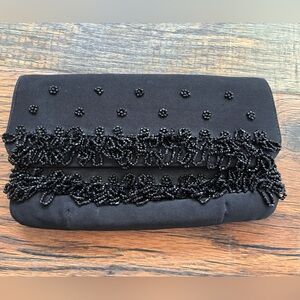 Vintage Soure Elegant Black Beaded Clutch